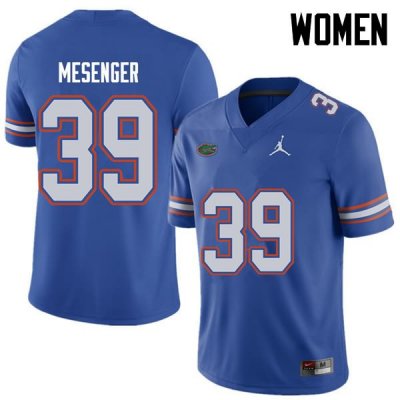 Women's Florida Gators #39 Jacob Mesenger NCAA Jordan Brand Royal Authentic Stitched College Football Jersey QXM6162OQ